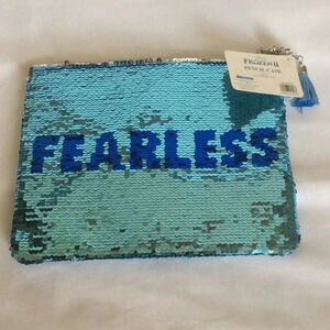 NWT Frozen II Pencil Case Blue & Aqua Sequined